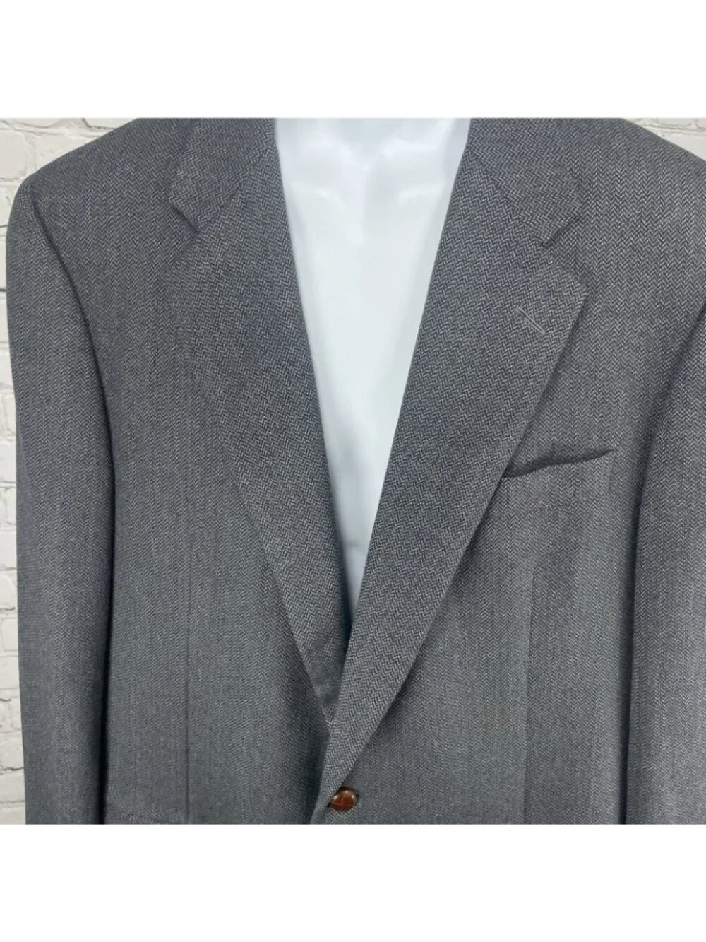Hickey Freeman Grey Wool 2 Button Vented Blazer Sport Coat USA Made Size 44L